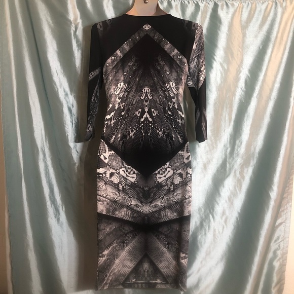 Sultry Saks Serpent bodycon midi dress with 3/4 sleeves, XS - Picture 6 of 6